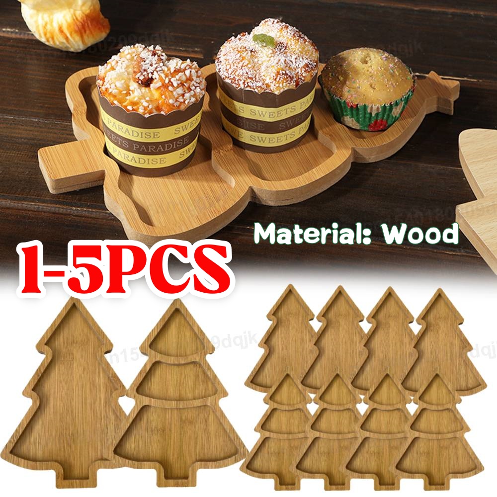 Food Snacks For Christmas - Wooden Christmas Tree Plate Tray Charcuterie