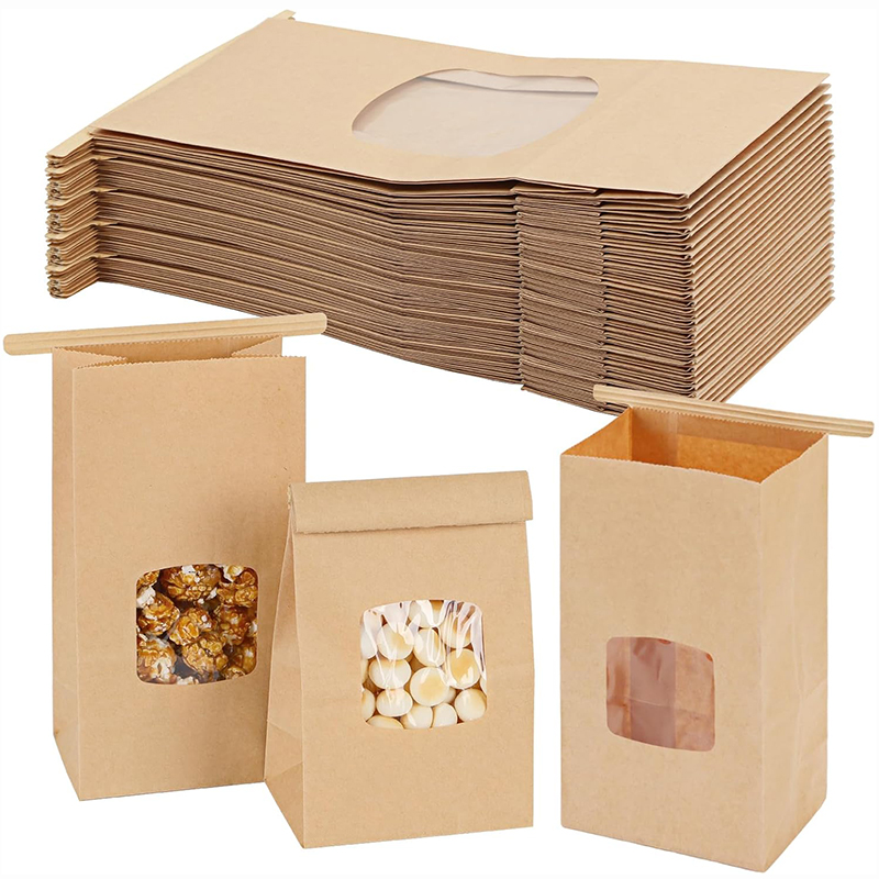 Food Snacks For Christmas - 10Pcs Bakery Bags, Window Sealing Kraft