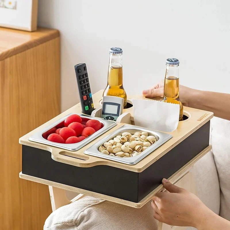 Food Snacks Drinks - Rectangle Bamboo Tray Desktop Remote Control