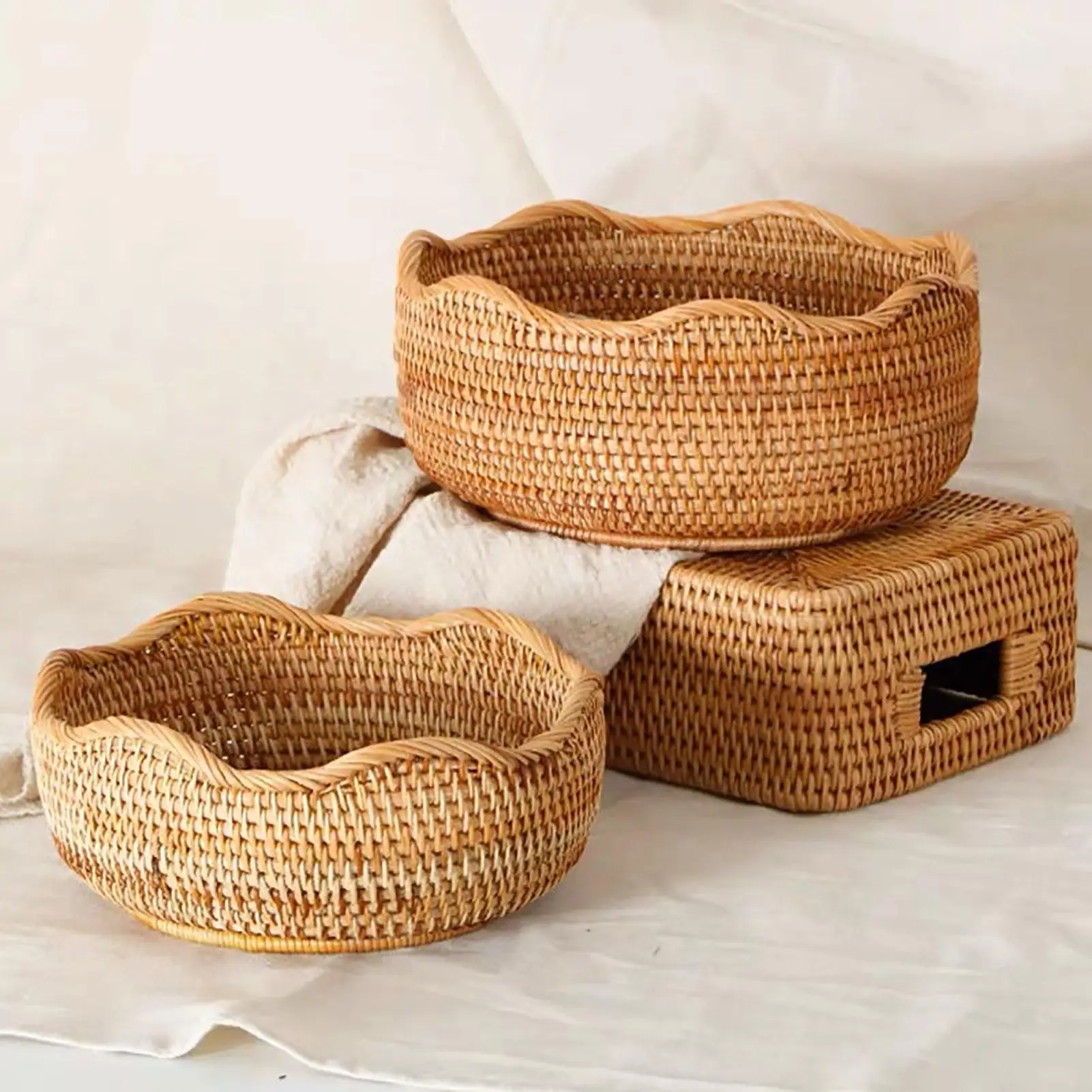 Food Snacks With Fiber - Handmade Rattan Round Food Storage Tray