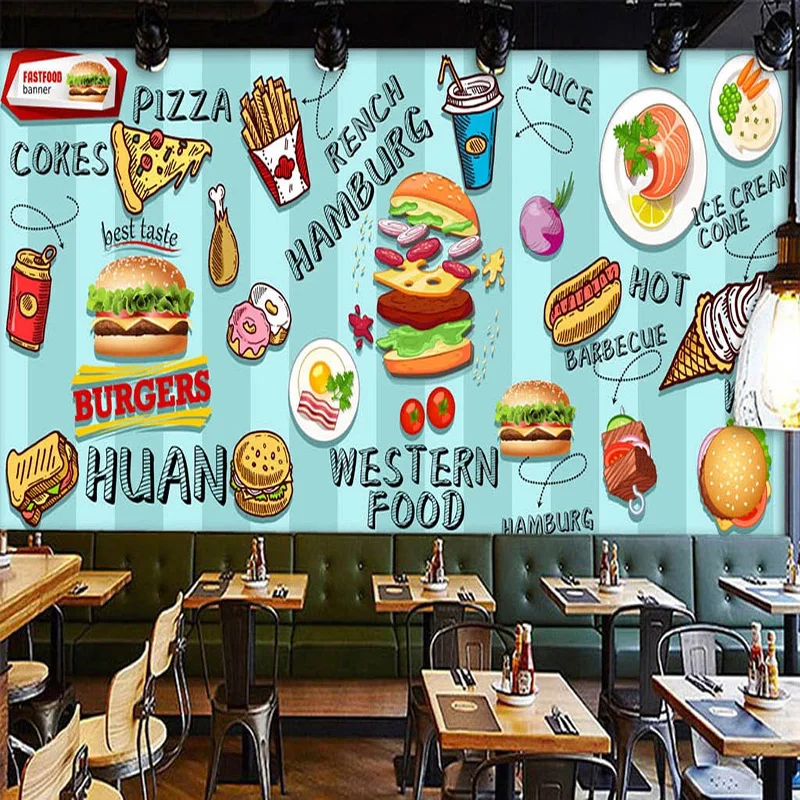 Food Snacks With Fiber - Custom 3D Wallpaper Hand-painted Hamburg Fast