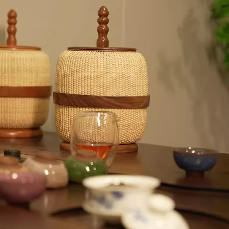 Food Snacks With Fiber - Handwoven Wicker Storage Basket Retro Solid