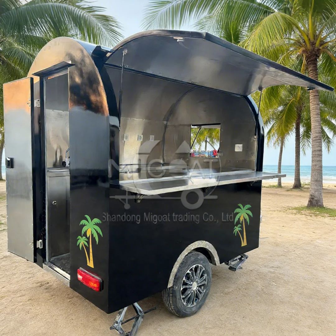 Black round Mobile Food Cart w - Food Snacks That Are Black recension och pris