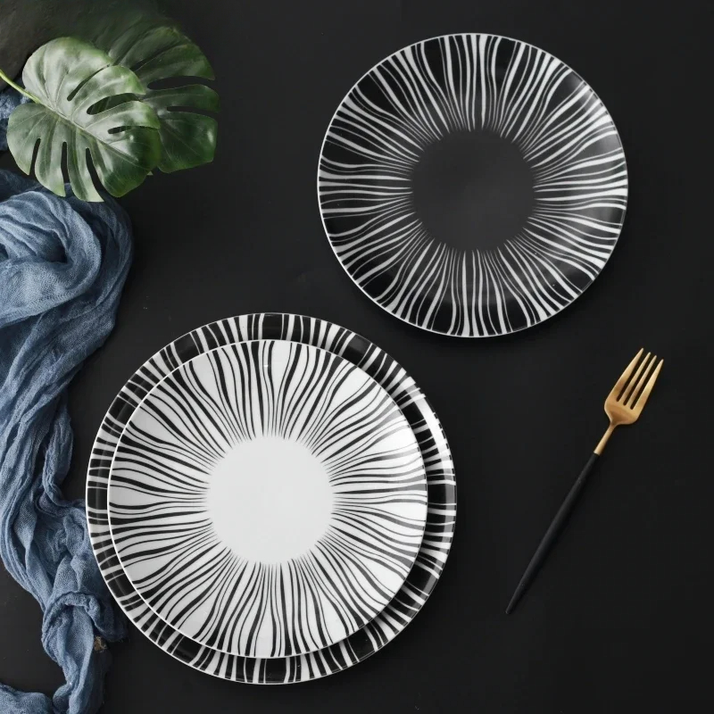 Ceramic Black White Stripes Ta - Food Snacks That Are Black recension och pris