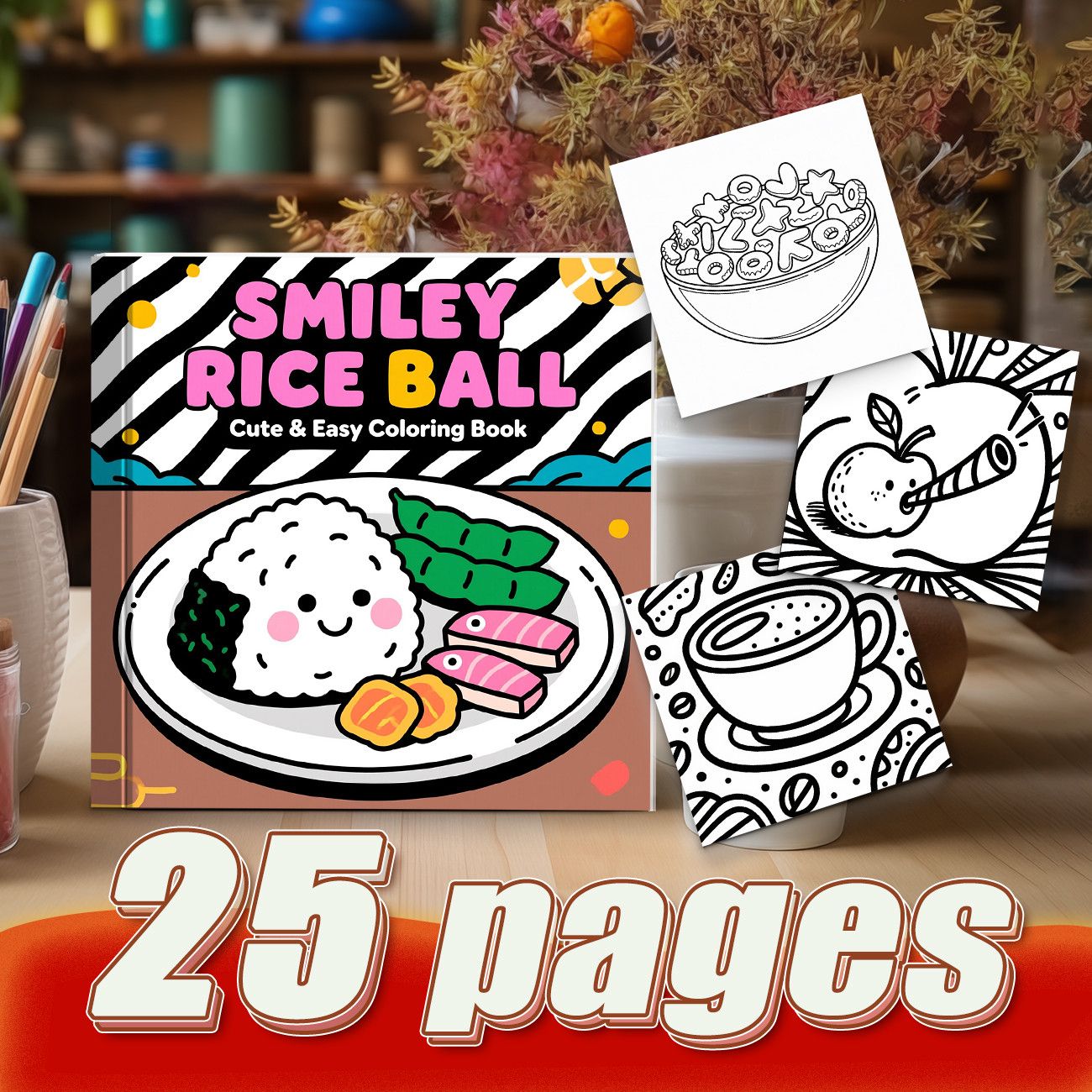 Smiley Rice Ball Coloring Book - Food And Snacks Coloring Book recension och pris