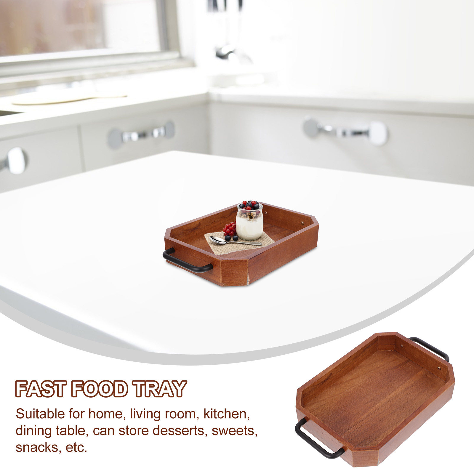 Wooden Storage Tray Double Han - Food Snacks For Christmas recension och pris