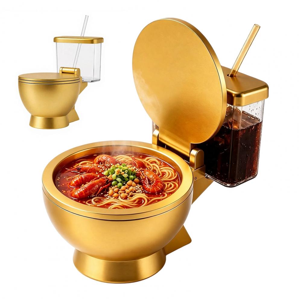 Toilet Shaped Ramen Bowl Set,  - Food Snacks Drinks recension och pris