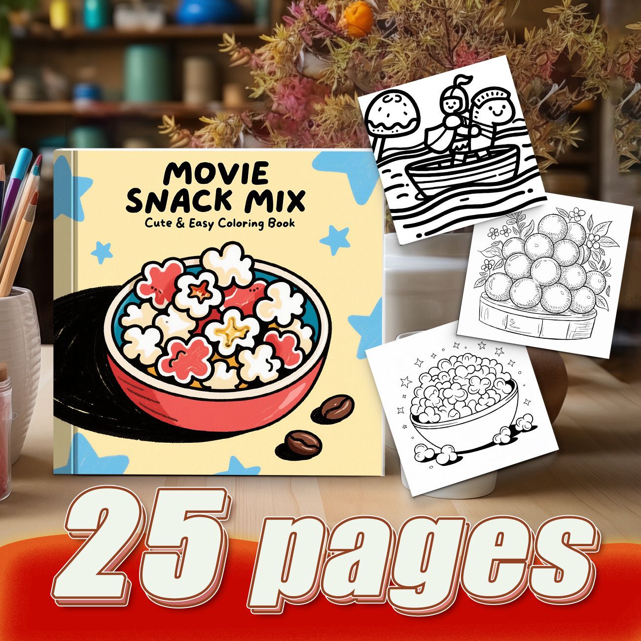 Movie Snack Mix Popcorn Bowl C - Food And Snacks Coloring Book recension och pris