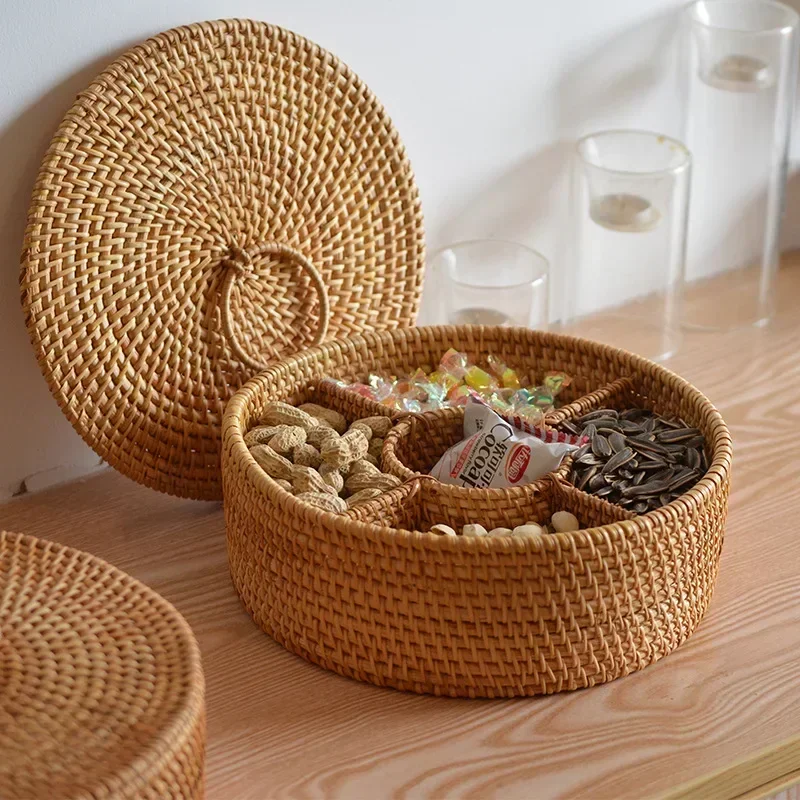 Natural Rattan Box 5 Grid Hand - Food Snacks With Fiber recension och pris