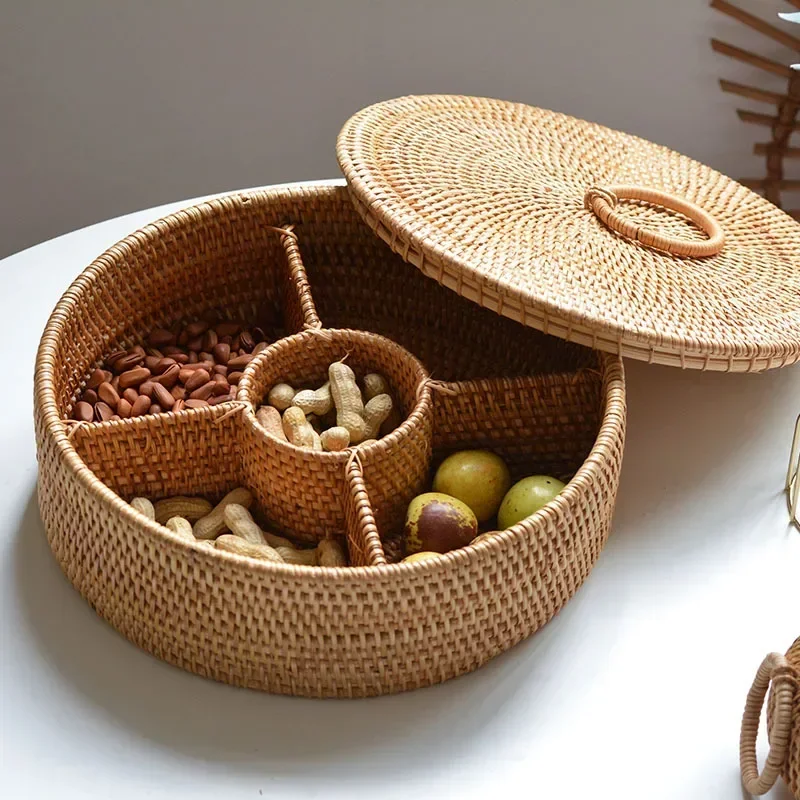 Natural Rattan Box 5 Grid Hand - Food Snacks With Fiber recension och pris
