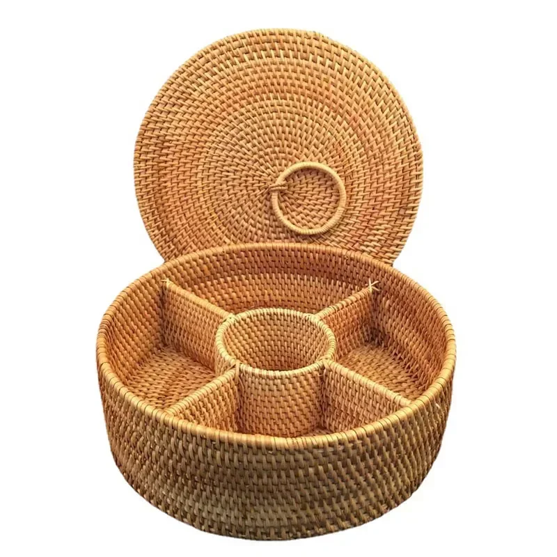 Natural Rattan Box 5 Grid Hand - Food Snacks With Fiber recension och pris